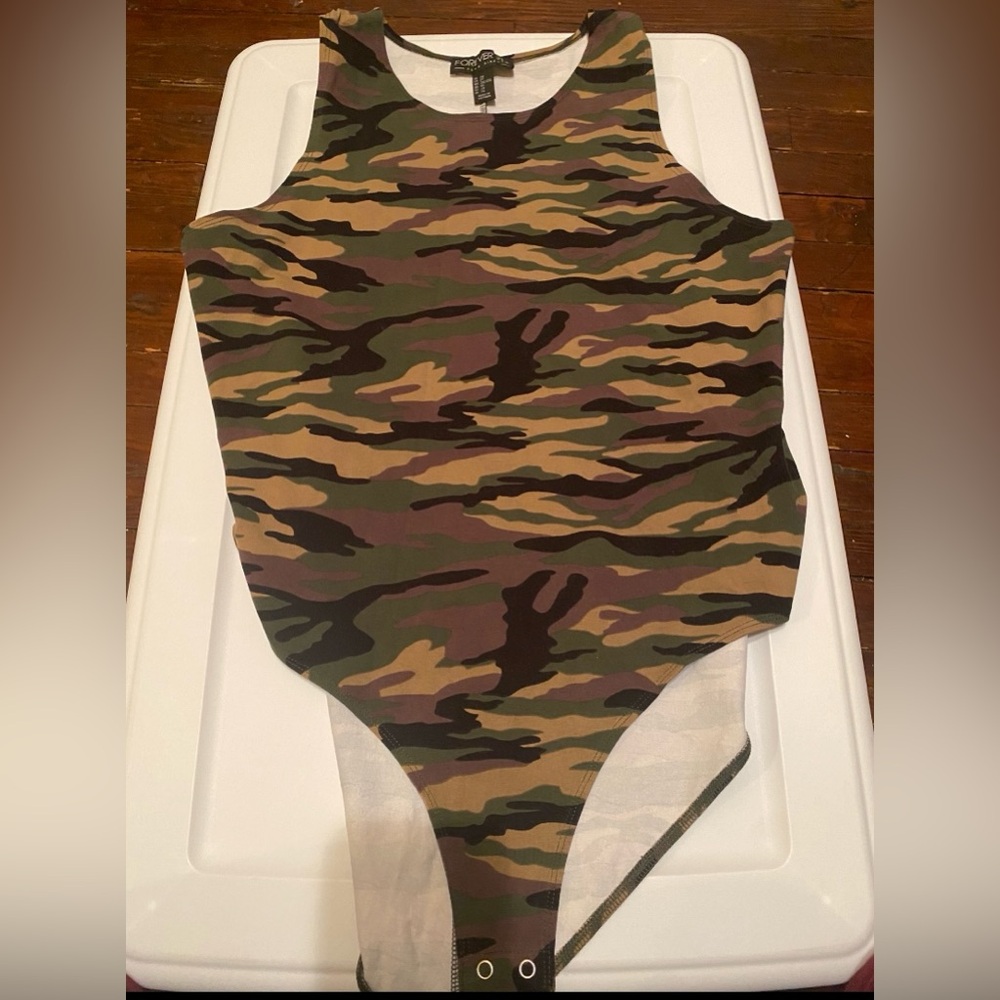 F21 Camo Print Bodysuit